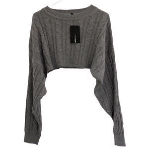 Fashion Nova Women Crop Top Gray Sweater, Size Large